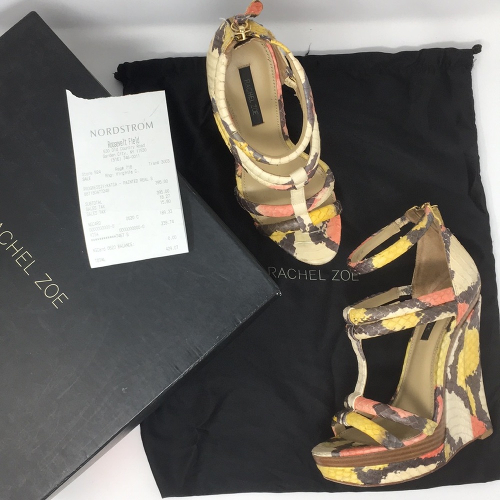 Rachel Zoe Katia Painted Real Snake Skin wedges
